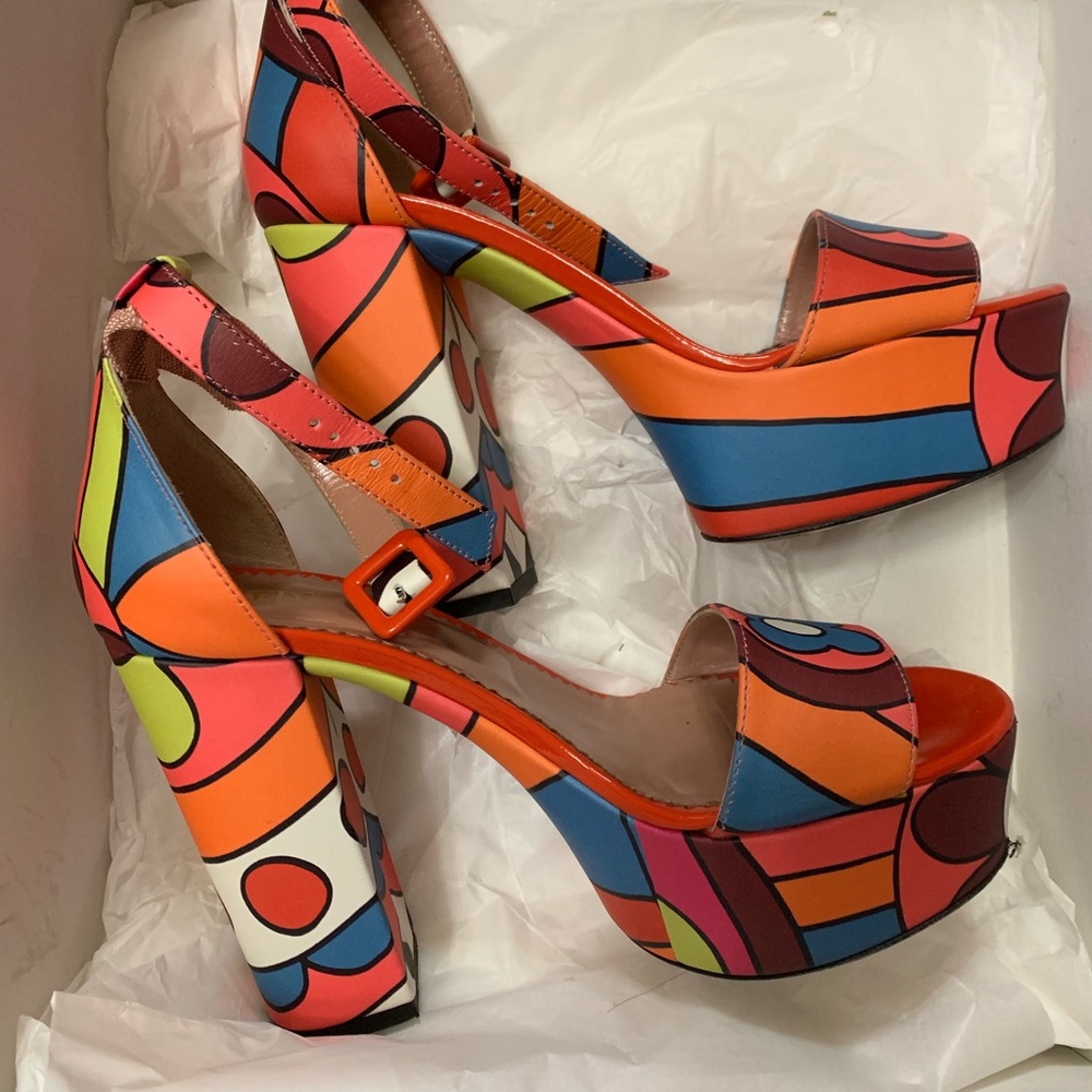 Red Valentino high heels printed ankle strap